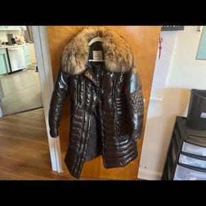 |SOLD!| Moncler ice brown down coat with fur collar sz 5 (US XXL, IT 52, FR 48)